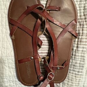 American Eagle Outfitters Brown Leather Strappy Sandals